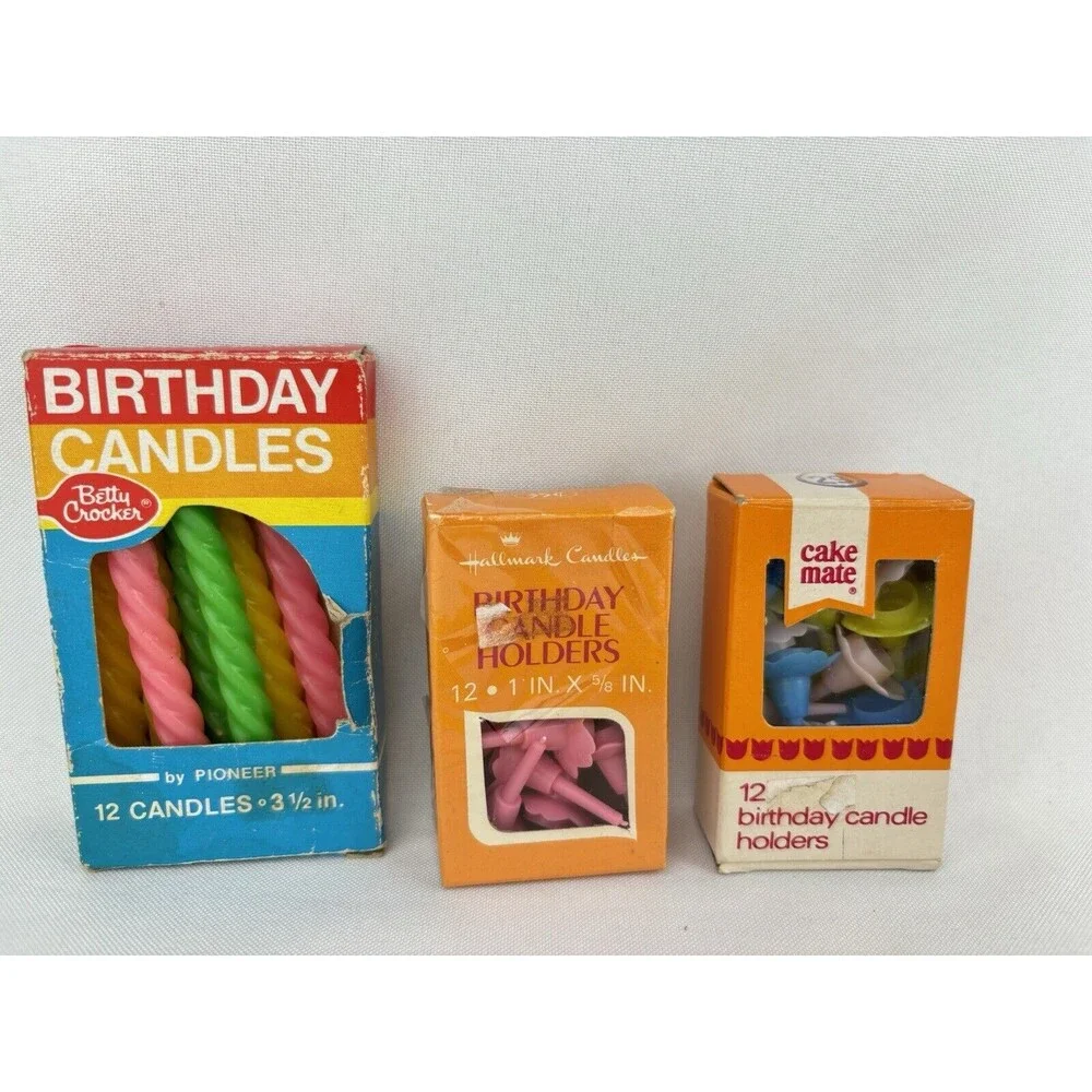 Lot Of 40 Vintage Candle Holders And Candles - Cake Mate‎ Hallmark Betty Crocker